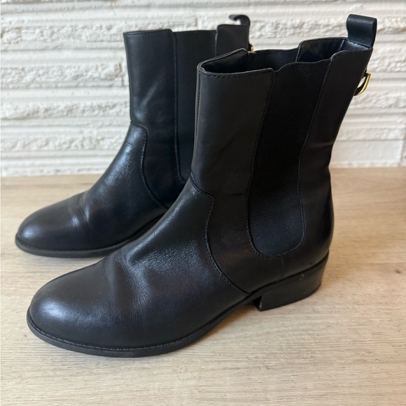 Lauren Ralph Lauren Mckenzie leather boots black minimalist classic timeless 7.5 - Picture 2 of 10